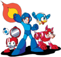 Group art with Eddie, Mega Man and Rush, from Mega Man 6.